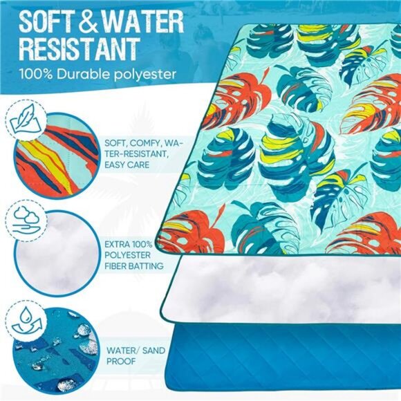 Beach Blanket Waterproof Sandproof Picnic Blankets Foldable Beach Mat Sand Free - Picture 4 of 7